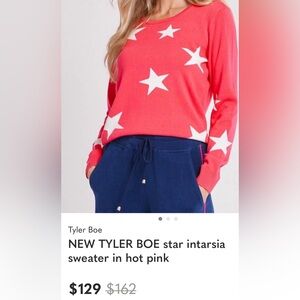 Tyler Boe Hot Pink Star Intarsia Sweater